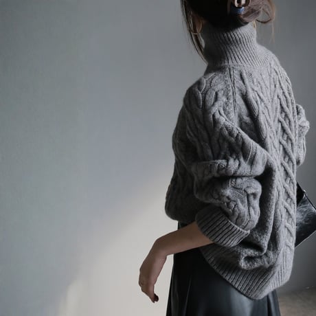 chunky cable knit turtleneck sweater　MA1665