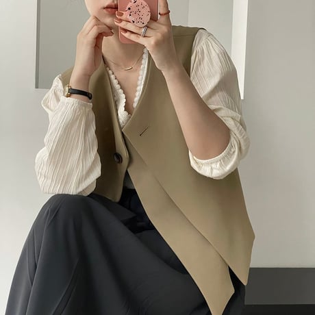 one button V-neck gilet　MA1158
