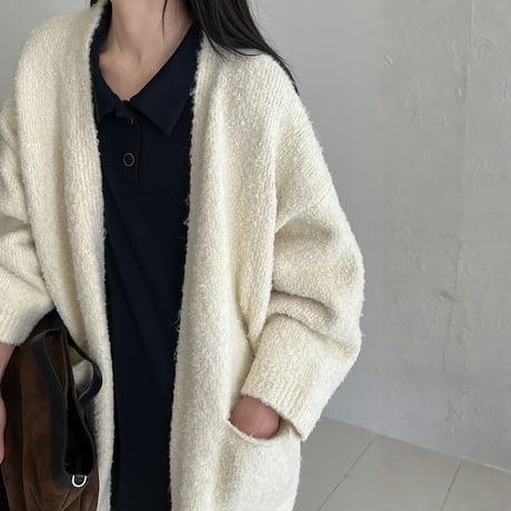 soft boucle long knit cardigan　MA1705