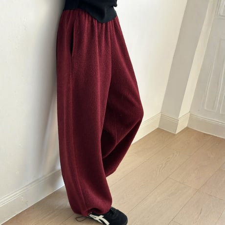 fake lamb wool drawstring wide pants　MA1730