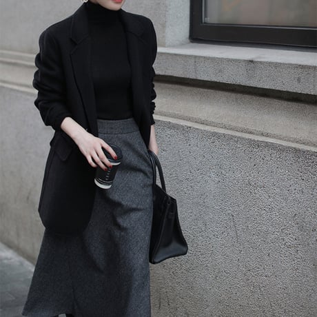 herringbone flare midi skirt　MA1815