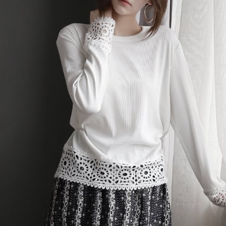round neck lace cut and sew　MA1676