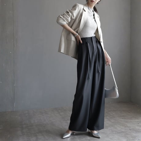high waist ribbon wide trousers　MA1674