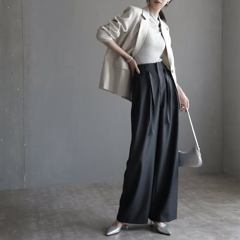 high waist ribbon wide trousers MA1674 | MaiA