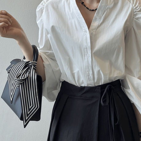 band collar puff sleeve blouse　MA1623