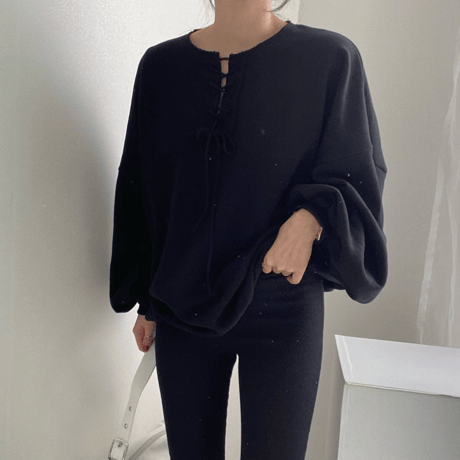 lace-up loose pullover　MA1697