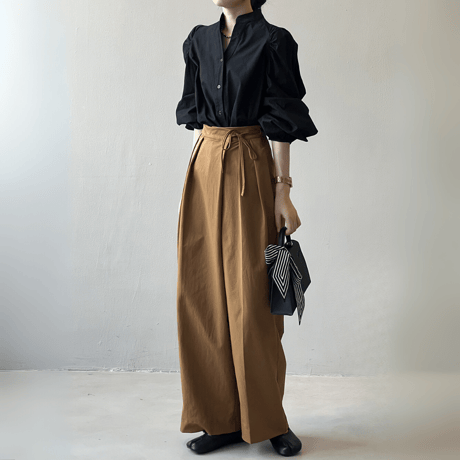 band collar puff sleeve blouse　MA1623