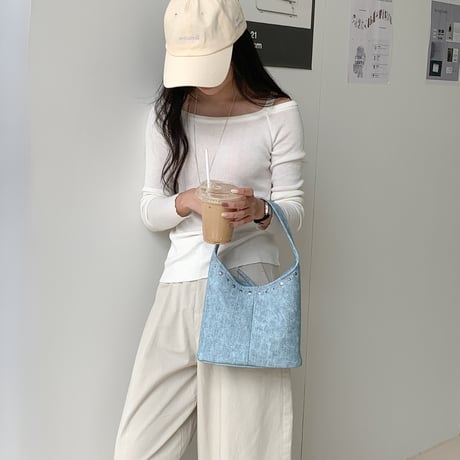line studded one handle bag　MA1898