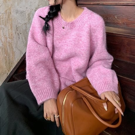 label brushed knit pullover　MA1316