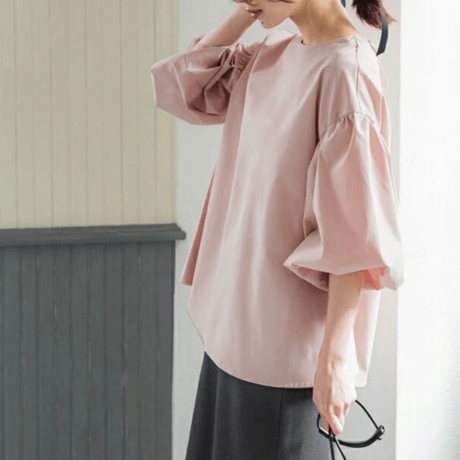 puff-sleeve back-ribbon feminine blouse　MA1644