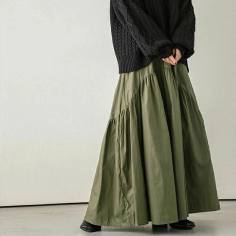 tiered gathered flowy skirt　MA1722