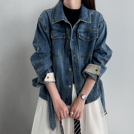belt design denim jacket　MA1911
