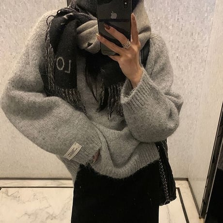 label brushed knit pullover　MA1316