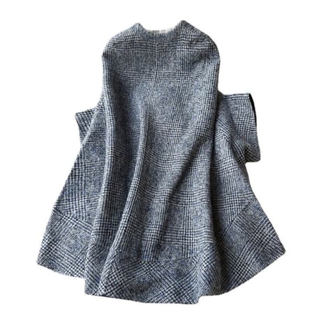 glen check sleeve slit cape coat　MA1757