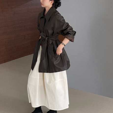 faux leather waste ribbon jacket　MA1155