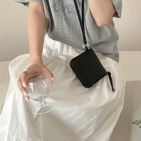 grain leather touch neck mini pouch　MA1899