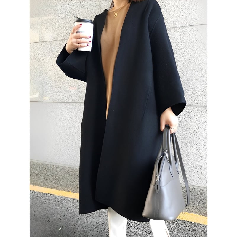 softly round-form no-collar overcoat MA1340 | MaiA