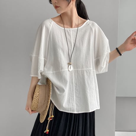 back ribbon wide sleeve blouse　MA1970