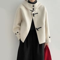 hooded toggle button short coat　MA1128