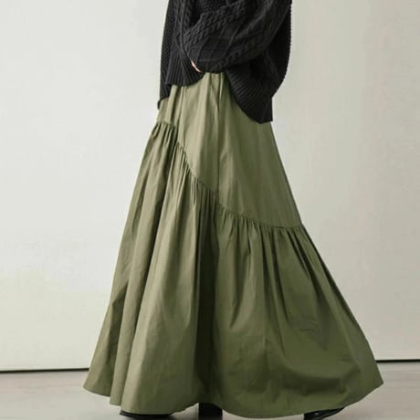 tiered gathered flowy skirt　MA1722