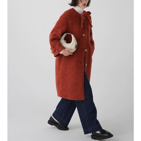 ribbon neck wool coat　MA1333