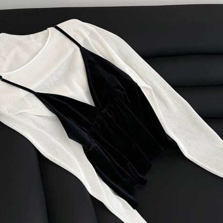 velvet peplum layered cami top　MA1873