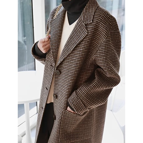 hound's tooth retro long coat　MA1345