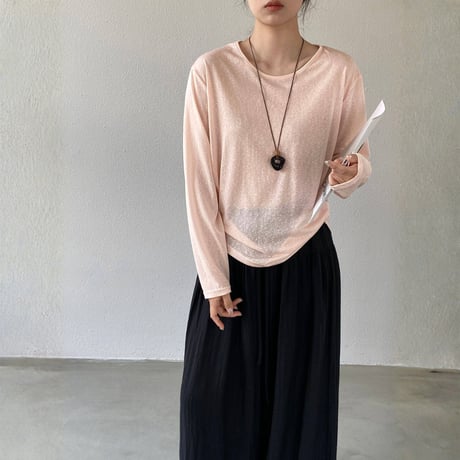 back button sheer long sleeve tops　MA1977
