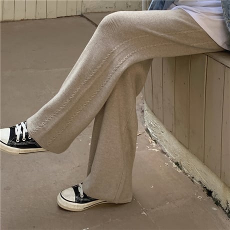 cable line knit straight pants　MA1762