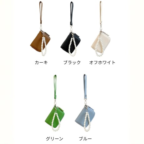 pearl charm zip mini wallet　MA1902