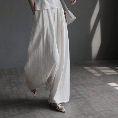 summer high waist drape wide pants/2color　MA2037