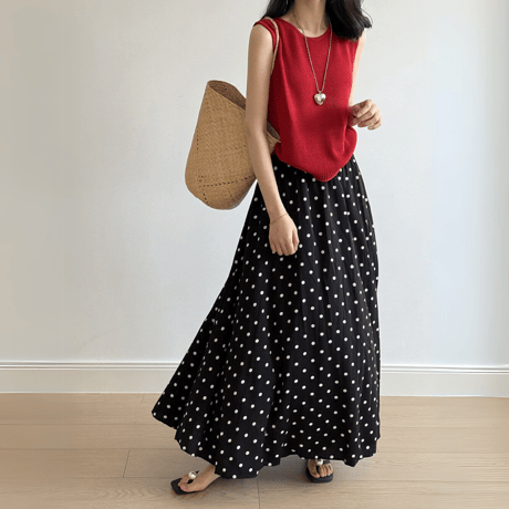 polka dot flare skirt　MA1545