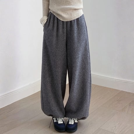 fake lamb wool drawstring wide pants　MA1730