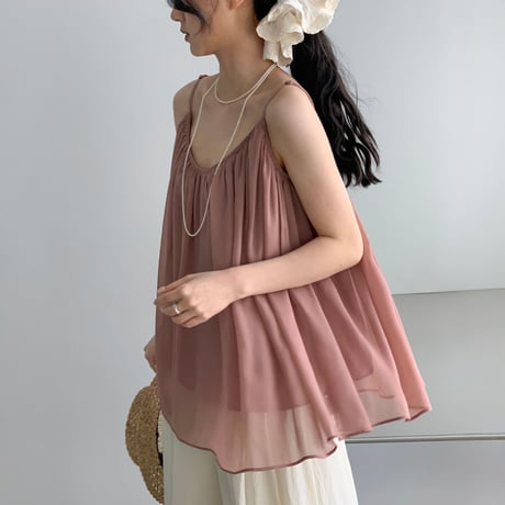 sheer gather camisole tops　MA1968