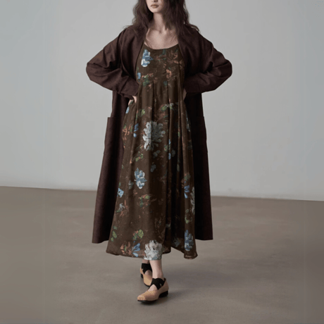 retro floral sleeveless onepiece　MA1418