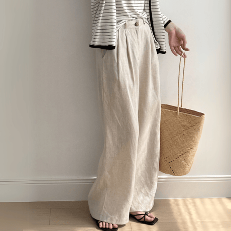 linen tuck wide pants　MA1548