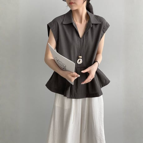 skipper peplum sleeveless blouse　MA1969