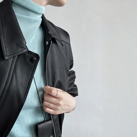 cropped faux leather zip jacket　MA1865