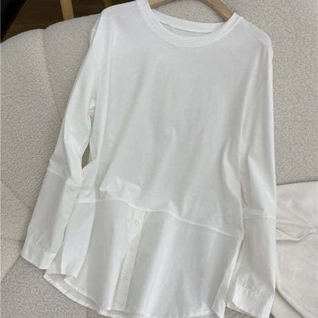 layered shirt hem cutsew tops　MA1749