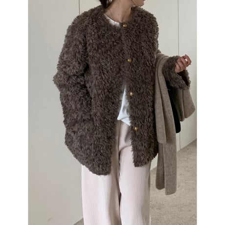 no collar faux fur coat　MA1360