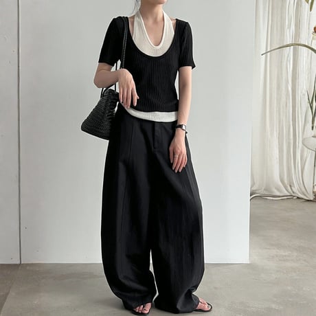 fake layered halter neck knit tops　MA1956