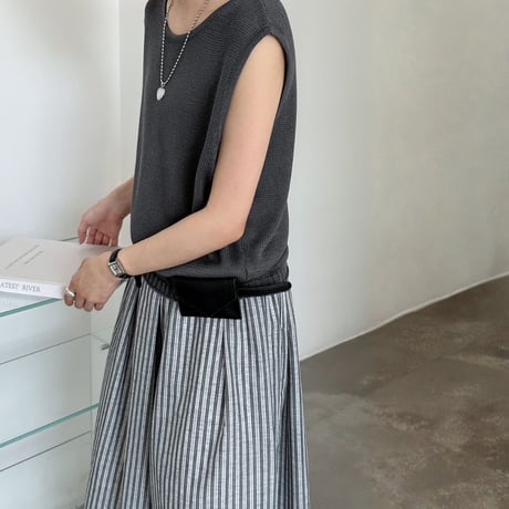 border knit sleeveless vest　MA1967
