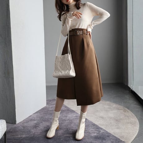 soft fitted turtleneck knit top　MA1717