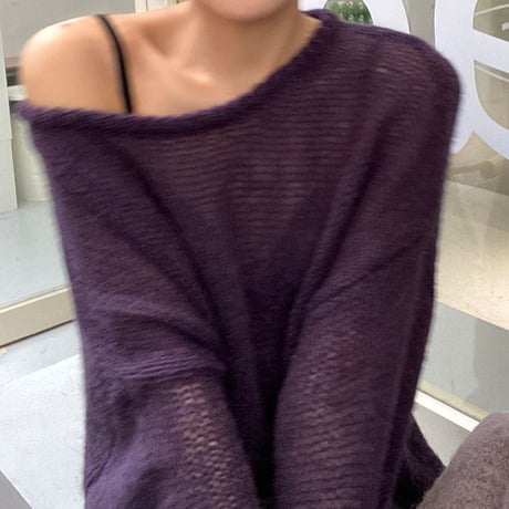 wide neck knit pullover　MA1319