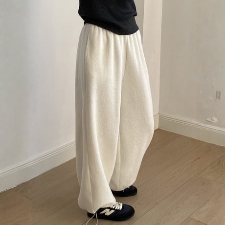 fake lamb wool drawstring wide pants　MA1730