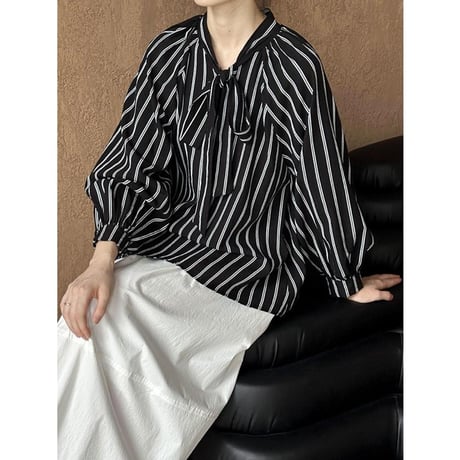 ribbon striped 2way blouse　MA1184
