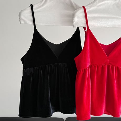 velvet peplum layered cami top　MA1873