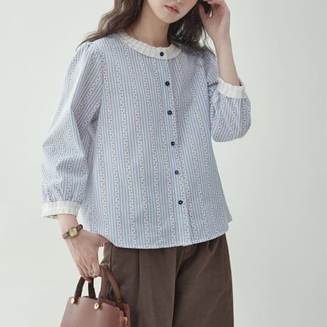 small flower striped designed blouse　MA1172