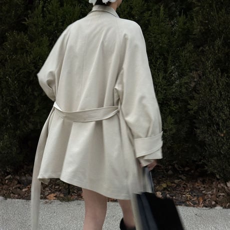 retro drape lapel oversized trench coat　MA1883