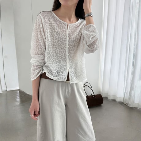 petit flower jacquard line blouse　MA1913